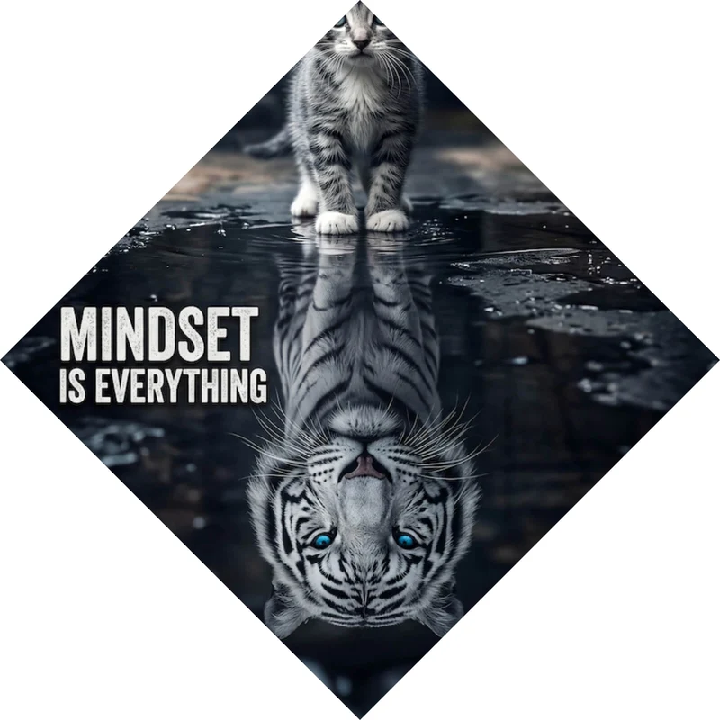 Spannrahmenbild Katze mit Tiger Reflexion Raute