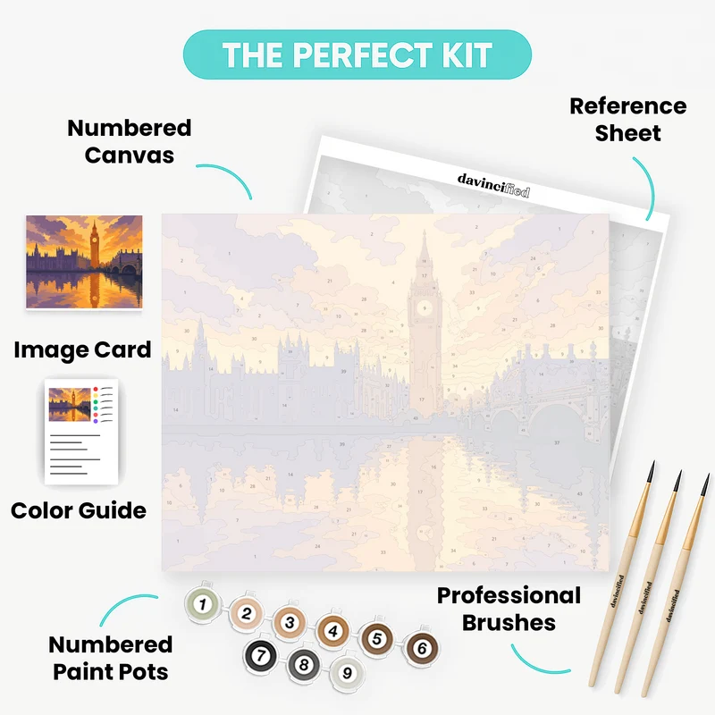 Dawn Reflections of Big Ben - Paint by Numbers Kit
