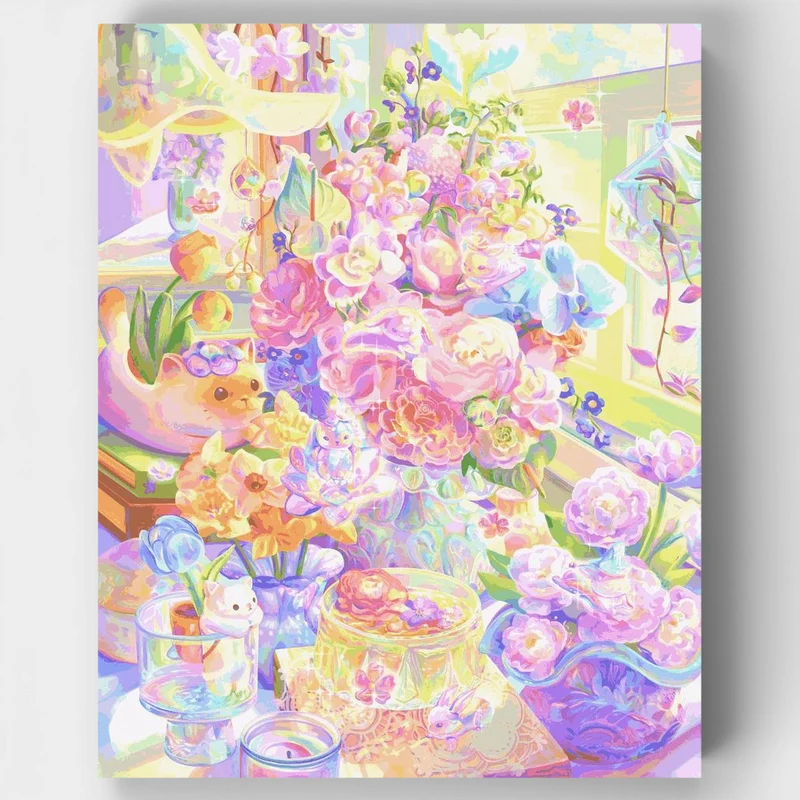 "Where Bunnies Meet Blooms" Paint by Numbers Kit
