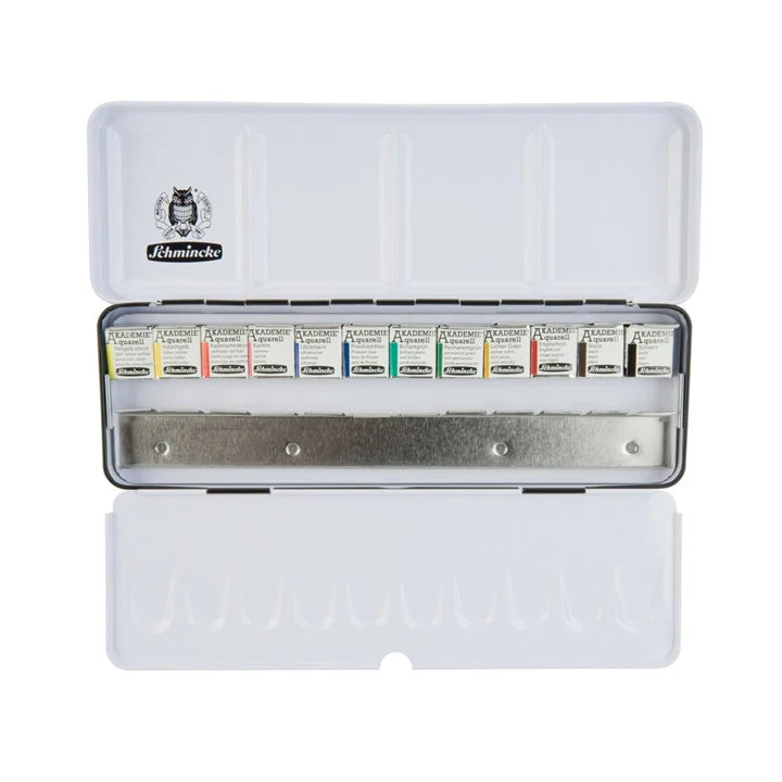Schmincke AKADEMIE Watercolor Set, 12 Half Pans
