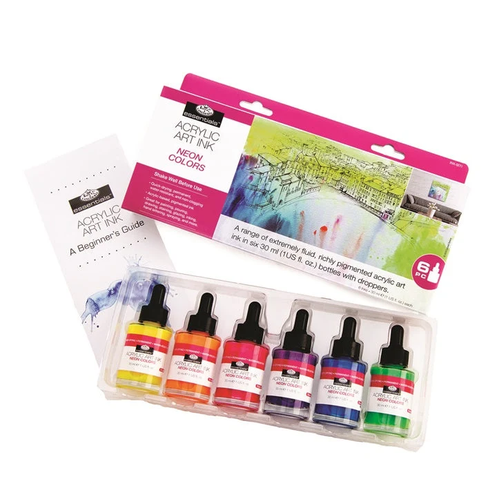 Royal & Langnickel Acrylic Ink, Neon Colors, 6 x 30 ml