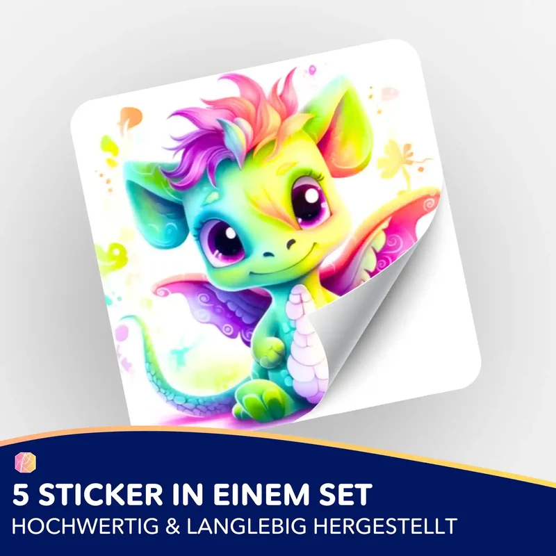 Aufkleber 5er-Set - Happy Dragon