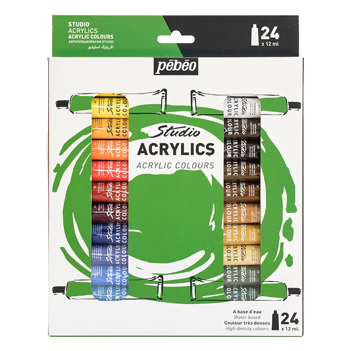 Pebeo Studio Acrylic Paints Set, 24 x 12 ml