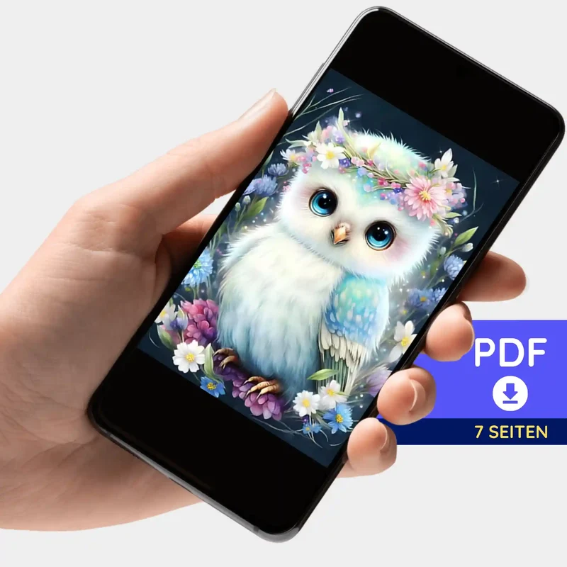 Digitale Bildmappe - Eule im Blumenmeer