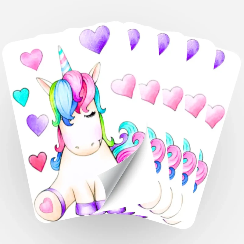 Aufkleber 5er-Set - Buntes Einhorn