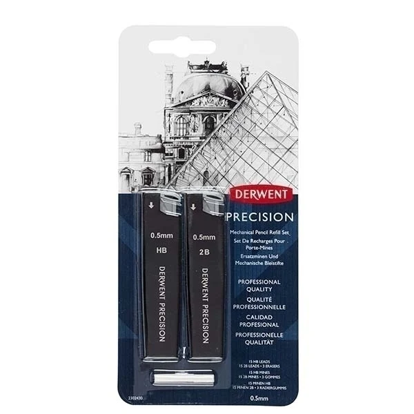 Derwent - Precision Mechanical Pencil 0.5mm HB & 2B Refill Set