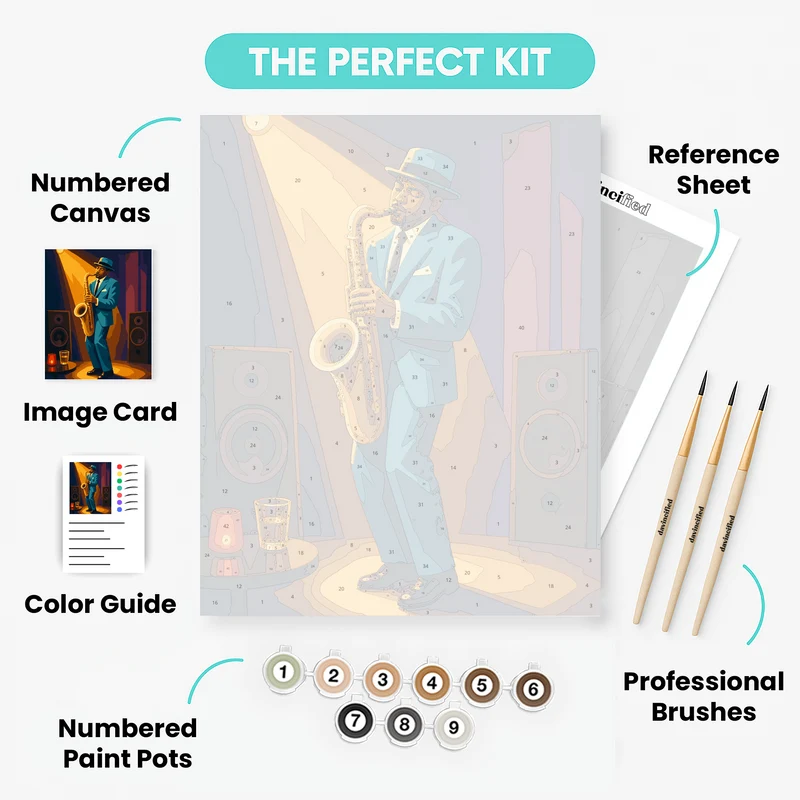Sax Under Spotlight - Paint by Numbers Kit