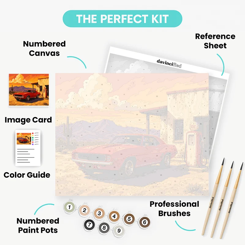 Desert Gas Station - Paint by Numbers Kit