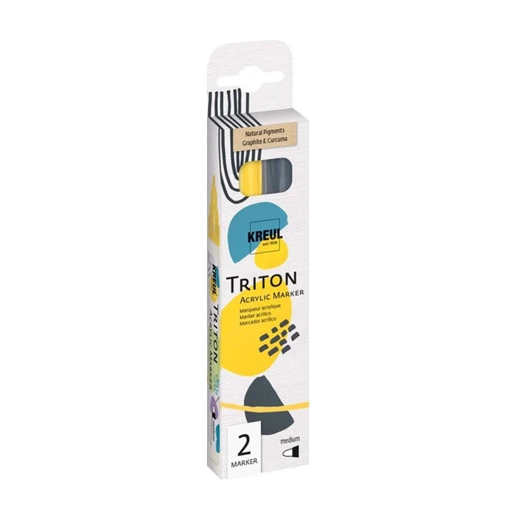 Kreul TRITON Acrylic Paint Markers with Natural Pigments, Medium Set of 2