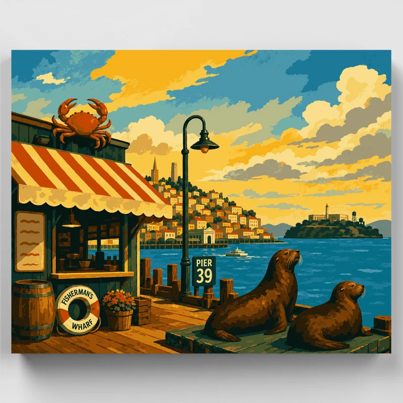 Pier 39 Sea Lions - Paint by Numbers Kit