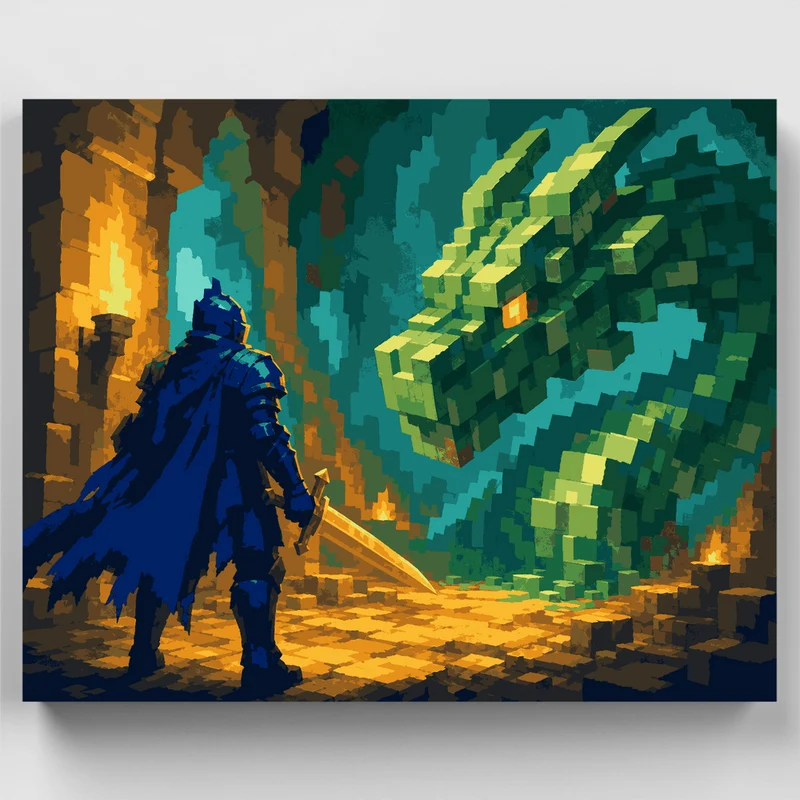 Voxel Dragon Standoff - Paint by Numbers Kit