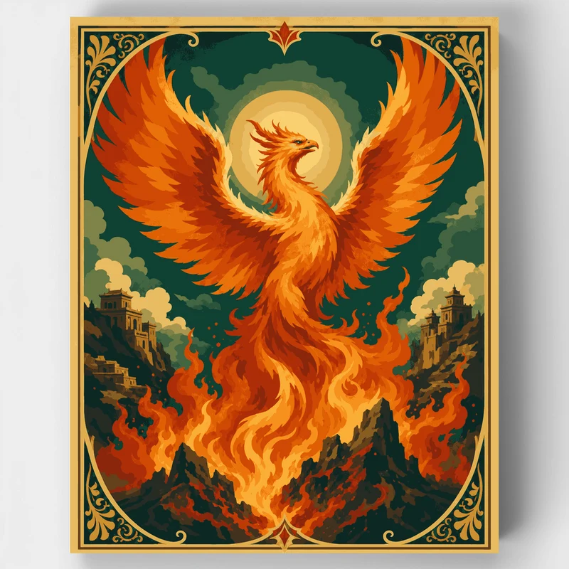 Phoenix Rising in Flames - Paint by Numbers Kit