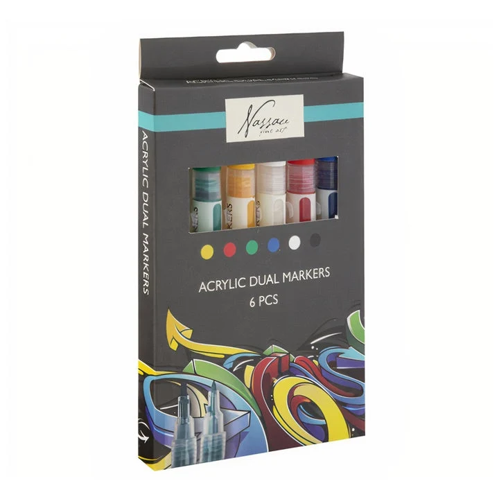 Nassau Fine Art Dual Acrylic Paint Pens, Set of 6