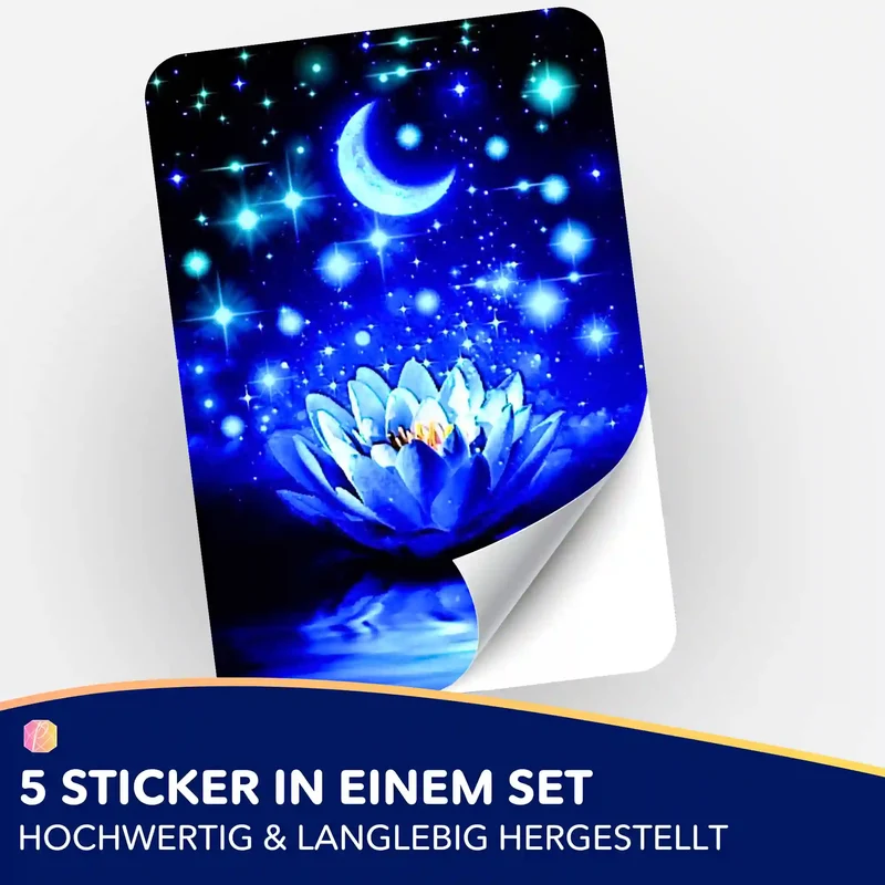 Aufkleber 5er-Set - Blaue Seerose MINI