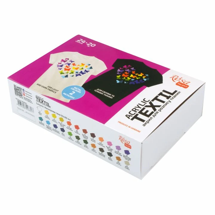 ROSA TALENT HEART Set of Acrylic Fabric Paints, 24 x 20 ml