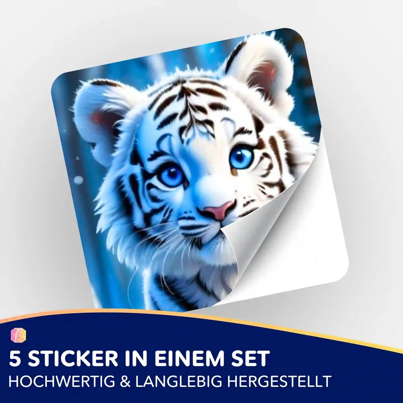 Aufkleber 5er-Set - Schneetigerbaby