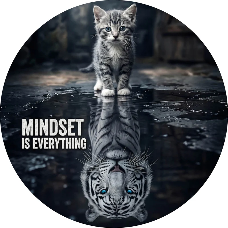 Aluminiumbild gebürstet Katze mit Tiger Reflexion Kreis