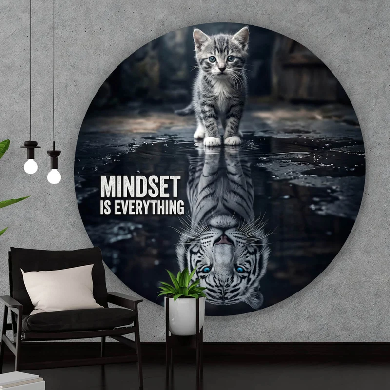 Aluminiumbild Katze mit Tiger Reflexion Kreis
