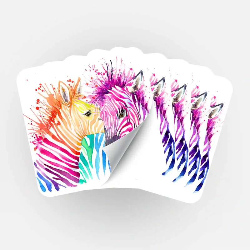 Aufkleber 5er-Set - Bunte Zebras