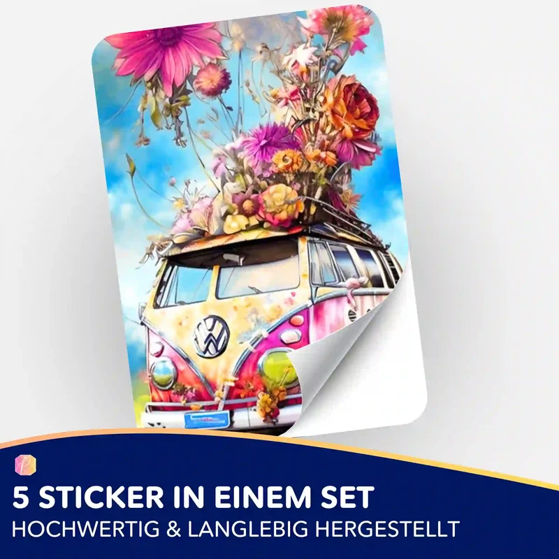 Aufkleber 5er-Set - Flower Power Bully
