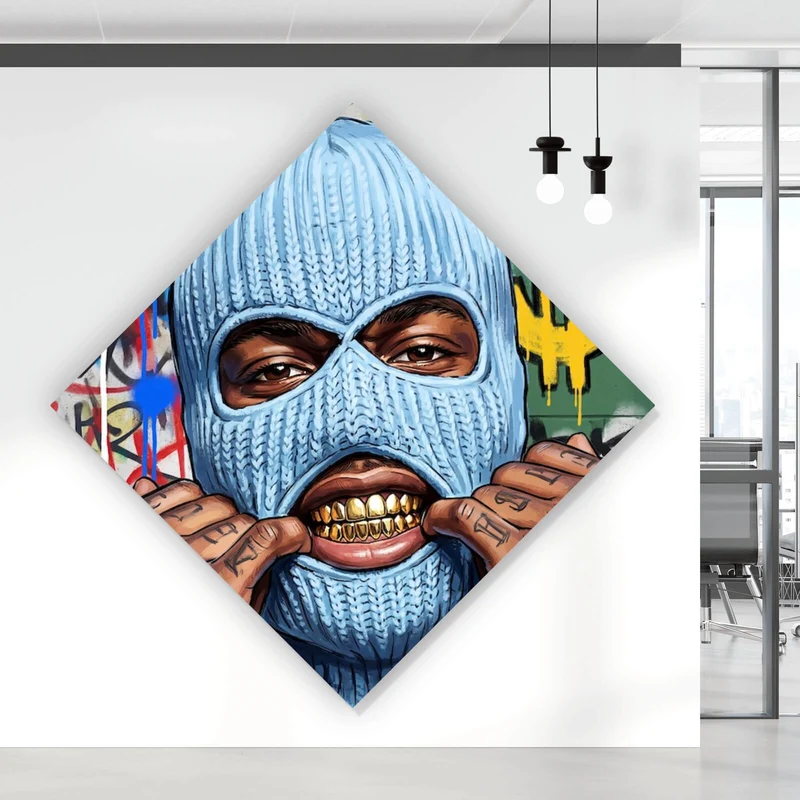Leinwandbild Mann mit Maske Why so Serious Raute
