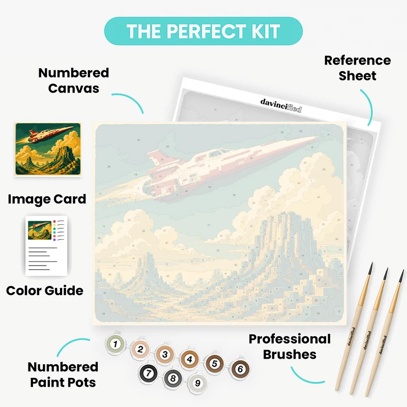 Pixel Spacecraft Mesas - Paint by Numbers Kit