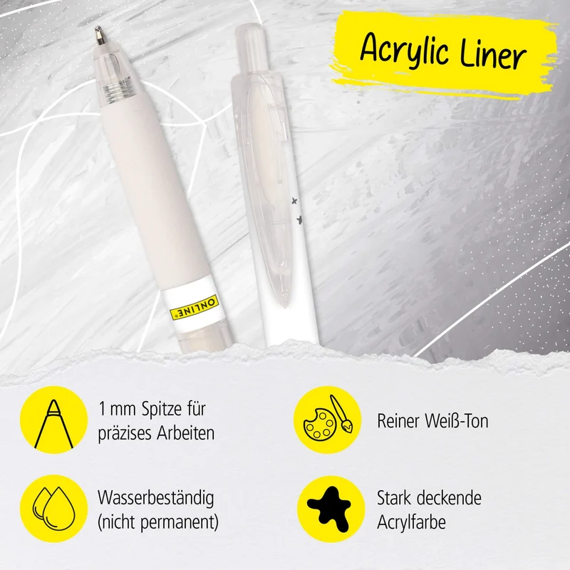 ONLINE Calli.Brush Acrylic Liner Gelb 1mm Spitze 12 Farben