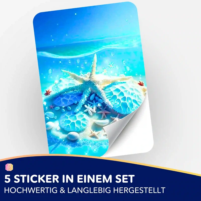 Aufkleber 5er-Set - Blaue Meeressymphonie