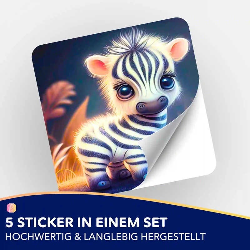 Aufkleber 5er-Set - Süsses Zebrababy