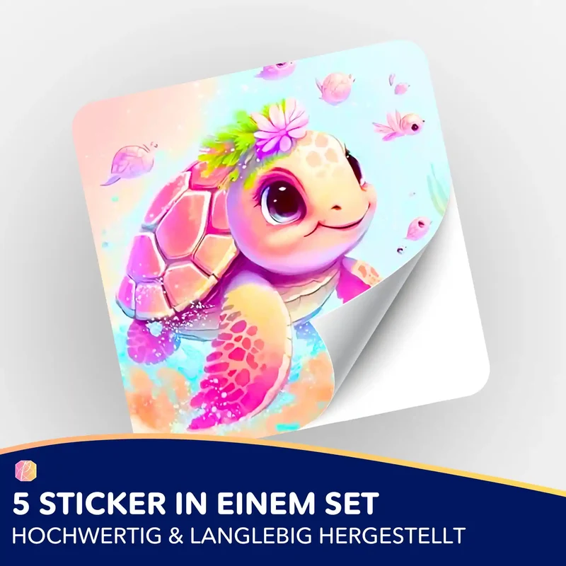 Aufkleber 5er-Set - Schildkrötenmädchen Trudi