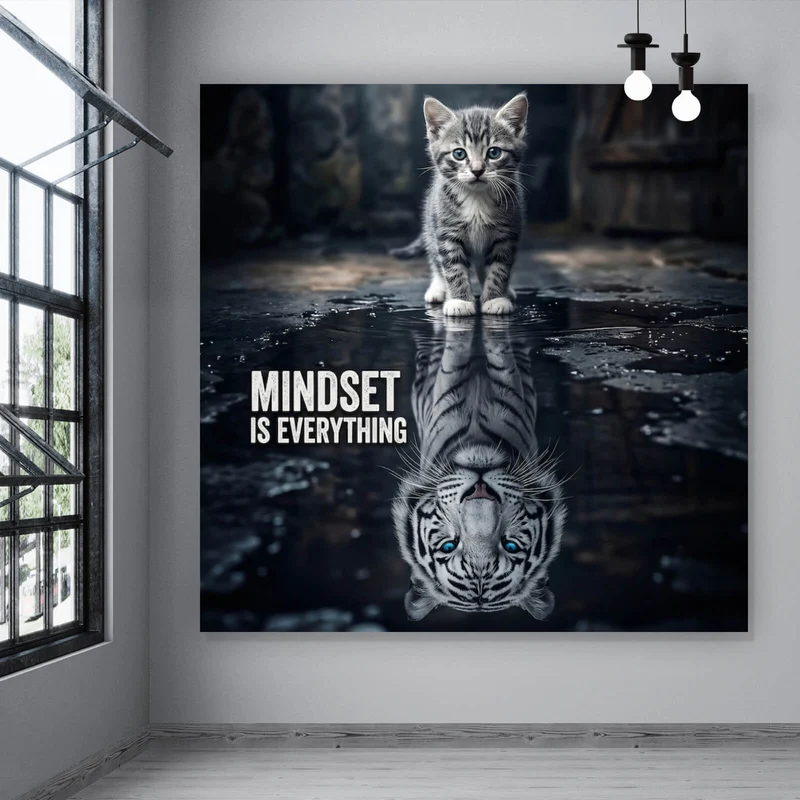 Poster Katze mit Tiger Reflexion Quadrat