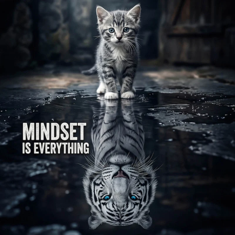 Poster Katze mit Tiger Reflexion Quadrat