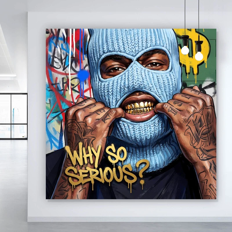 Aluminiumbild gebürstet Mann mit Maske Why so Serious Quadrat