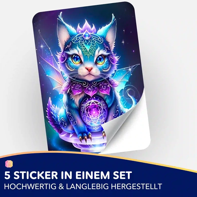 Aufkleber 5er-Set - Mystical Kitty