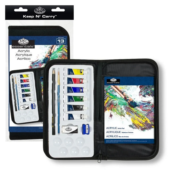 Essentials Acrylic Paint Set in Pencil Case, 13-Piece