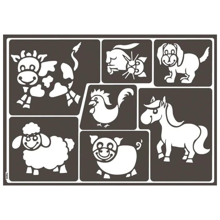 Self-Adhesive Stencil Fun Animals A3