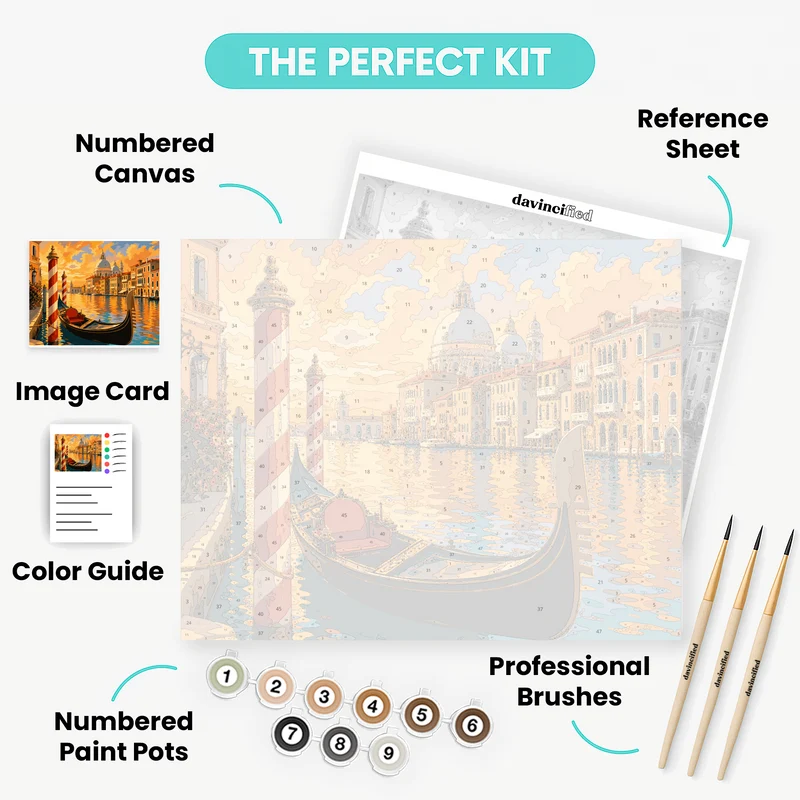 Gondola at Golden Sunset - Paint by Numbers Kit