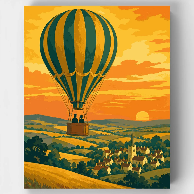 Balloon Over Village - Paint by Numbers Kit
