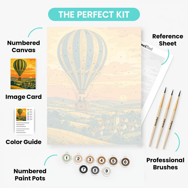 Balloon Over Village - Paint by Numbers Kit