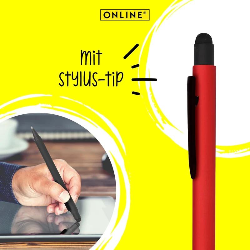 ONLINE Pen Kugelschreiber Alu Stylus Rot – Druckkugelschreiber mit Touchpen