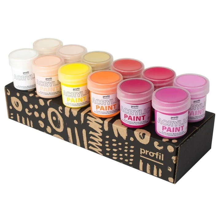 Profil Acrylic Paint Set - 12 x 25 ml / Warm Tones