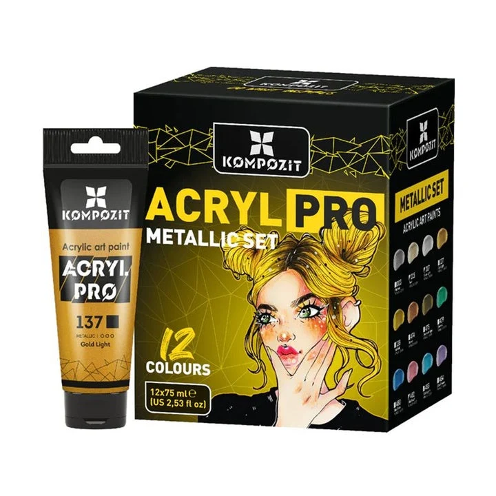 ACRYL PRO METALLIC Acrylic Paint Set 12x75 ml