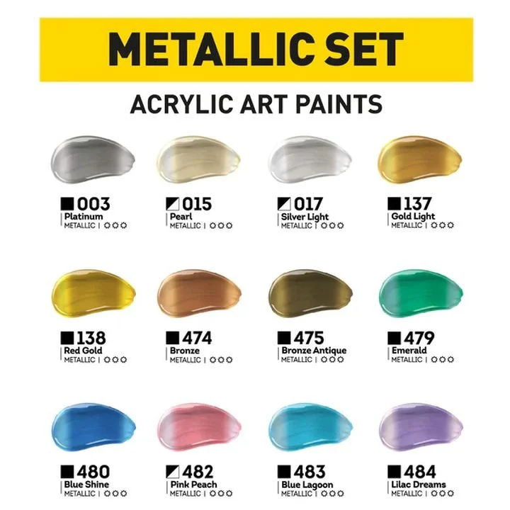 ACRYL PRO METALLIC Acrylic Paint Set 12x75 ml