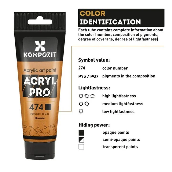 ACRYL PRO METALLIC Acrylic Paint Set 12x75 ml