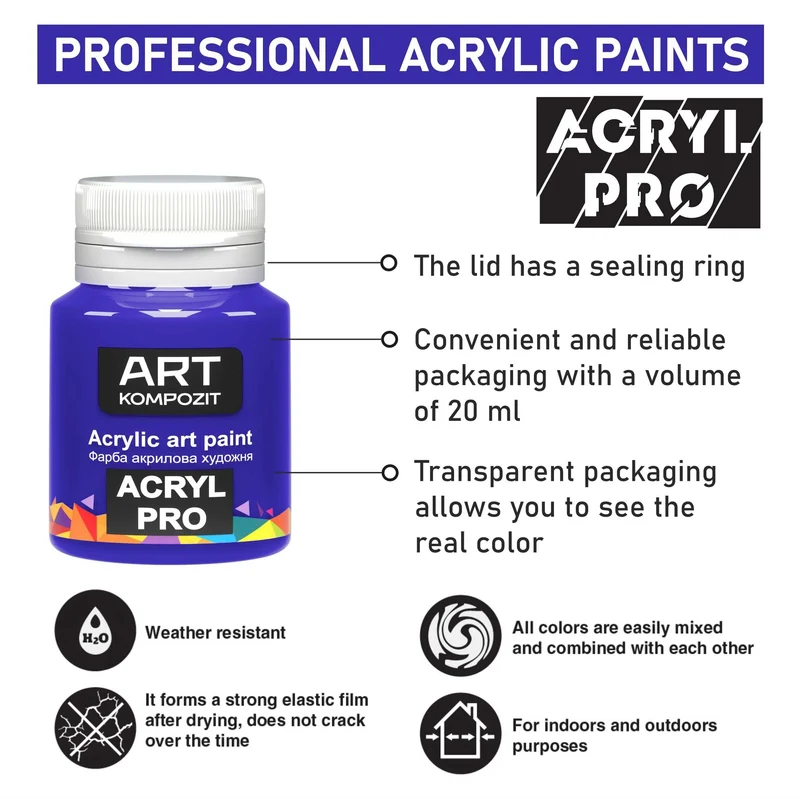 Kompozit ACRYL PRO Acrylic Paint Set, 9x20 ml