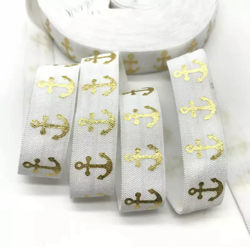 Gummiband Haarband Armband Anker gold auf weiß