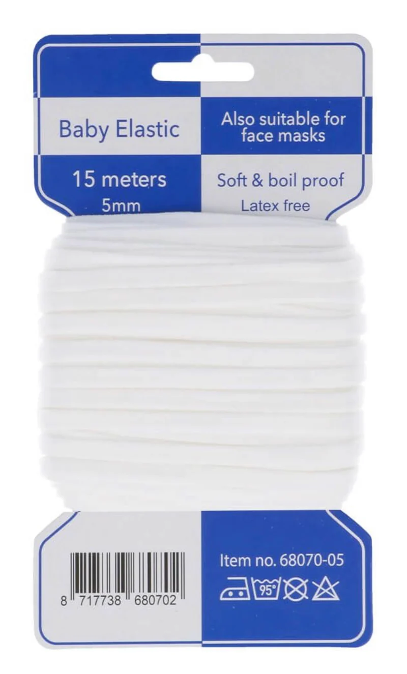 MUNDSCHUTZMASKEN ELASTIK 5MM WEISS 15mm