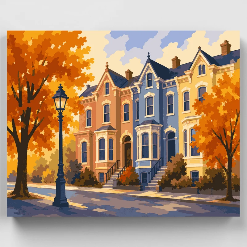 Autumn Row Houses - Paint by Numbers Kit