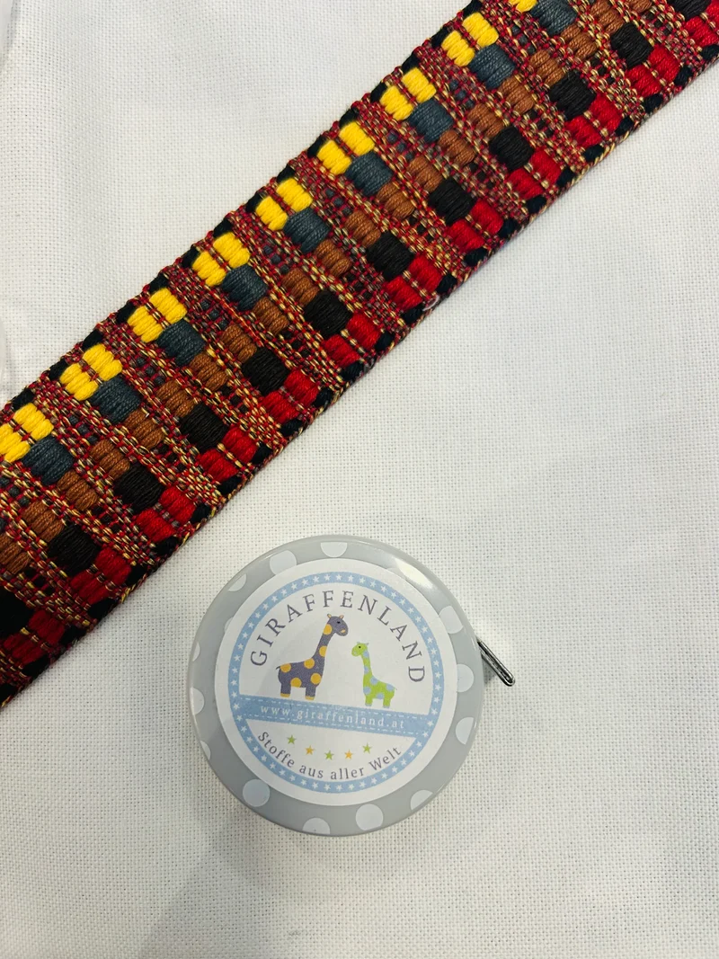 Gurtband 38mm Zickzack beidseitig gelb/blau/rot