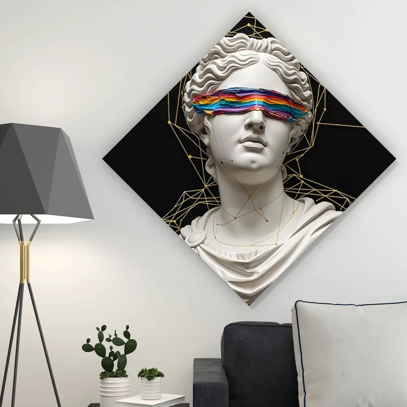 Aluminiumbild gebürstet Moderne Skulptur mit abstraktem Touch Raute